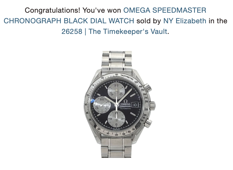 Omega Speedmaster won at auction